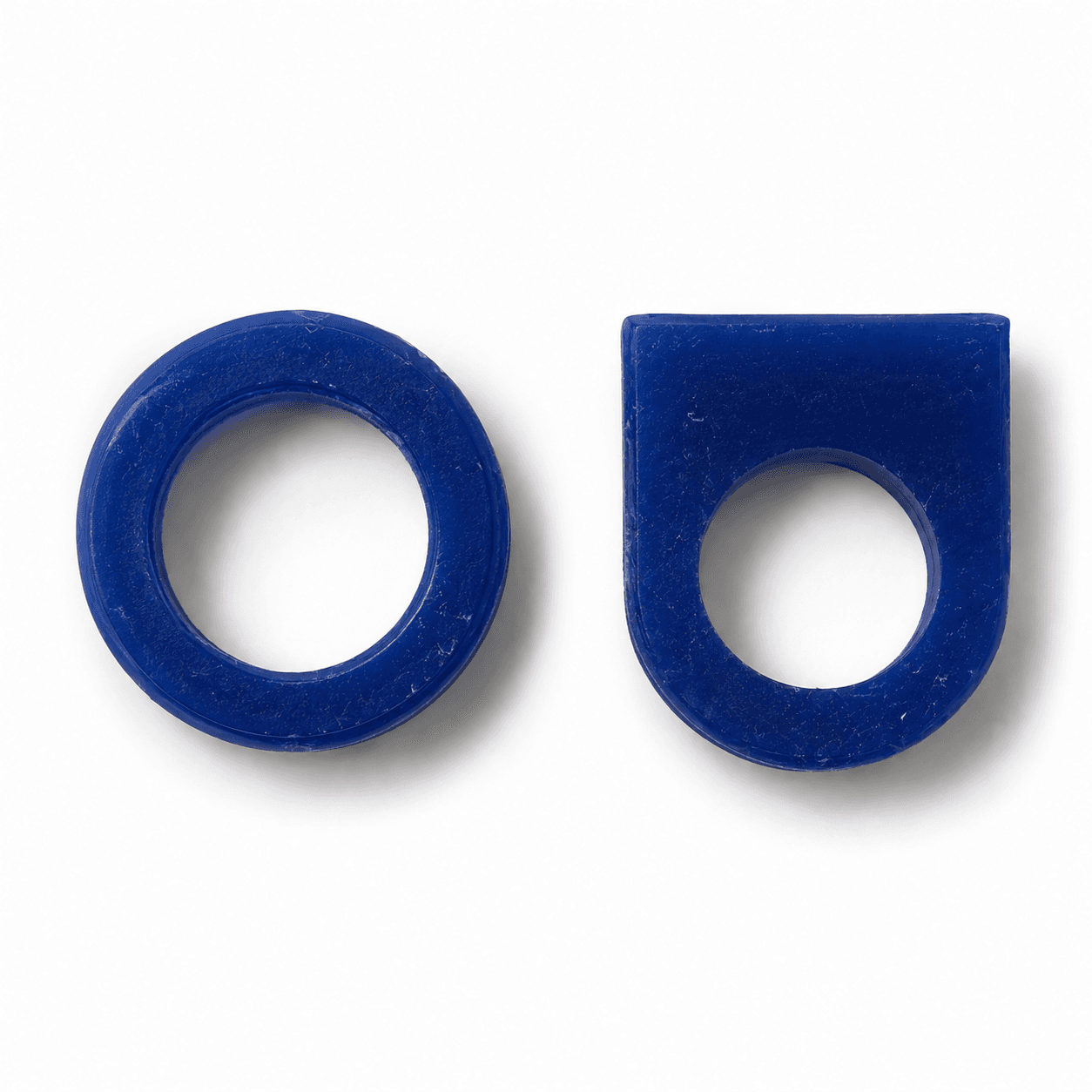 Blue jewellery-grade wax ring blanks before carving